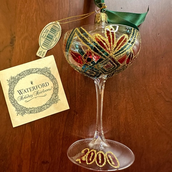 Waterford Holiday Heirlooms Ornament New Years Toast 2000 NIB Glass - Picture 4 of 7